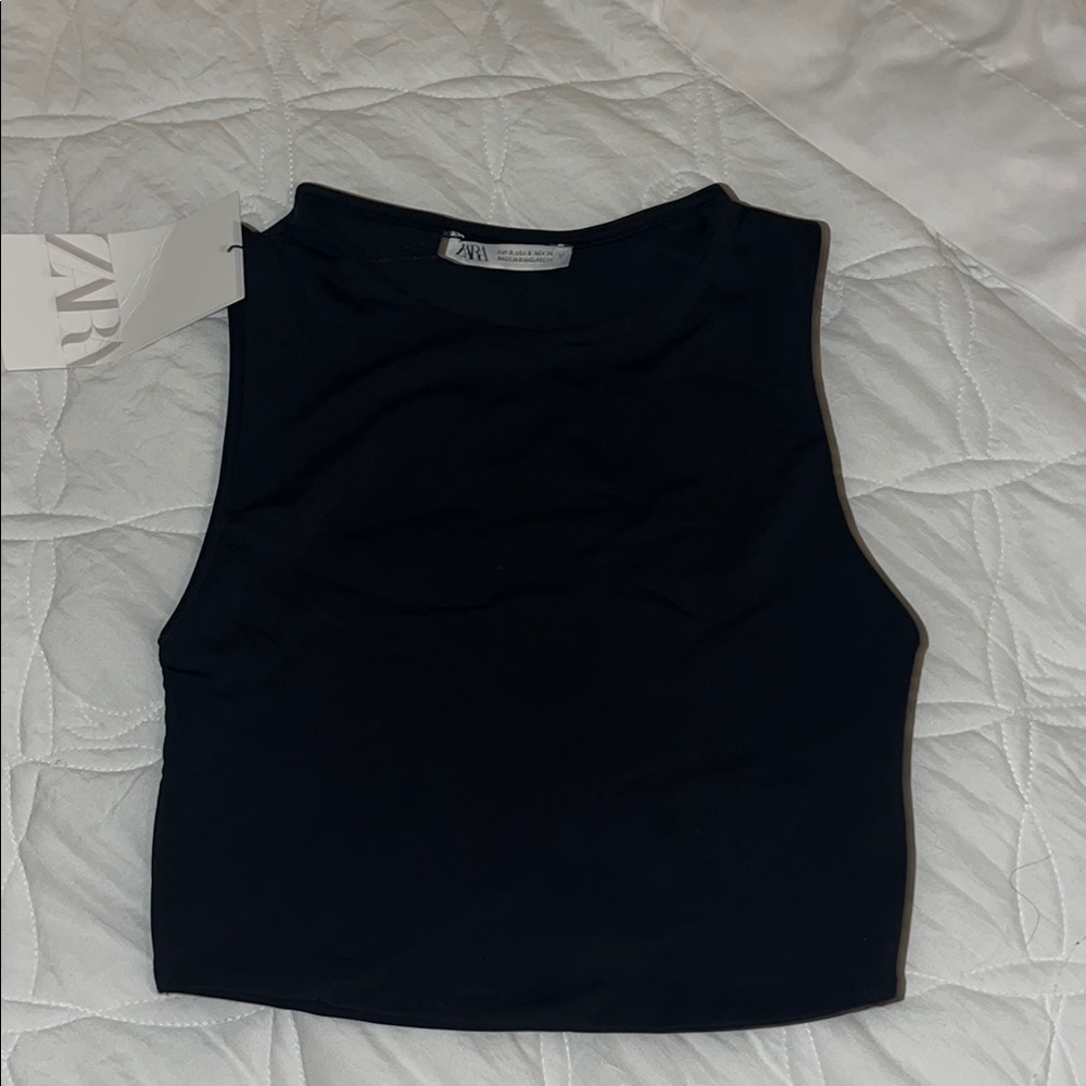 Zara Black Sleeveless Crop Top